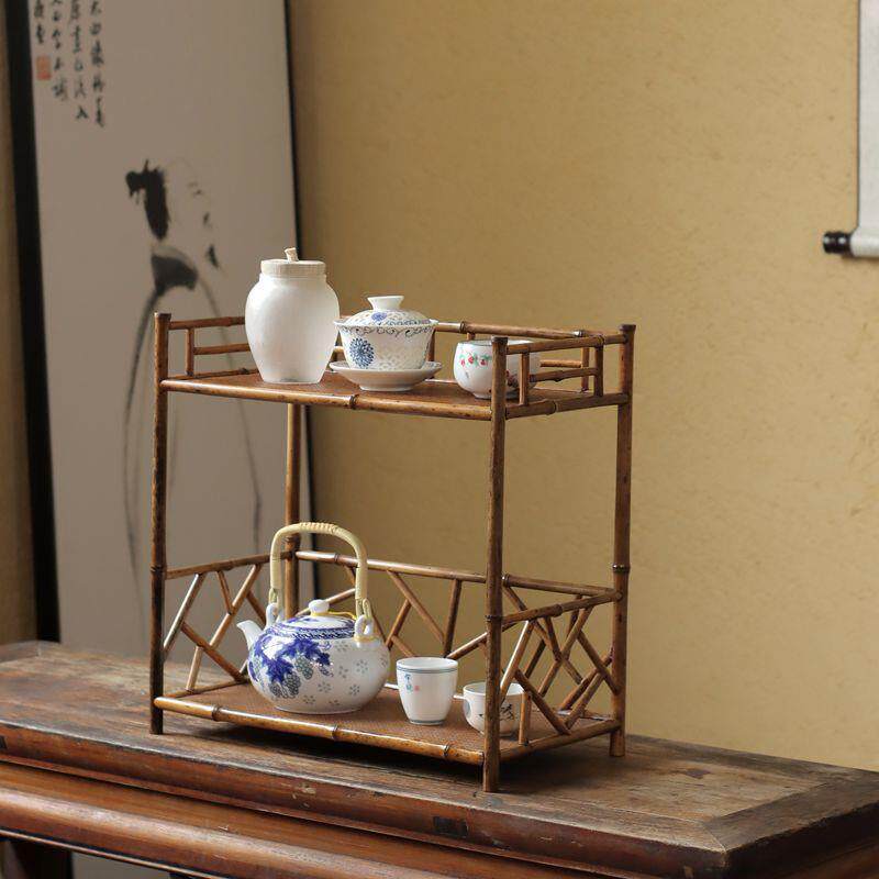 手工 古香 梅鹿竹 精工茶棚 茶架 博古架 煎茶道茶棚 茶道零配