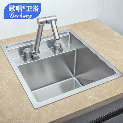 隐形水槽隐藏式单槽34不加锈钢茶水间池吧台GIJ岛小水0斗手工中盆