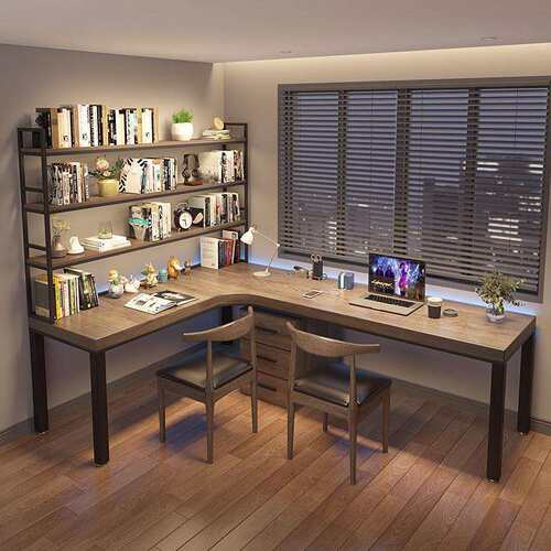 实木转L91270314角长书桌书字架一体组合人家用型拐弯电脑桌7型办