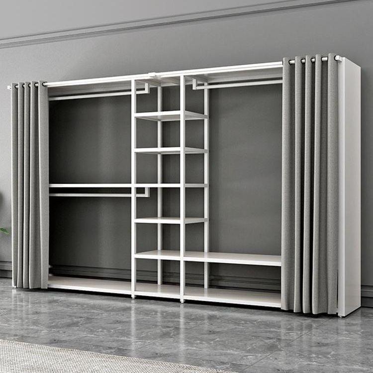 轻奢简约落地开放步入金属衣帽间挂衣架组合双层卧室置物架衣柜