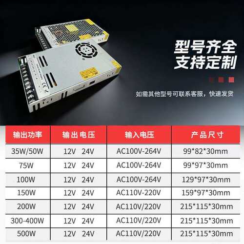 12V24V室内超薄开关电源LRS75W100W200W300W350W400W500W直流电源
