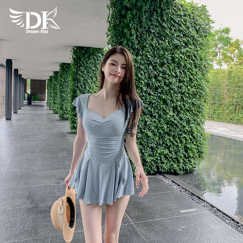 DK游泳衣女2025新款保守裙式遮肚显瘦温泉高级感小胸聚拢女士泳装