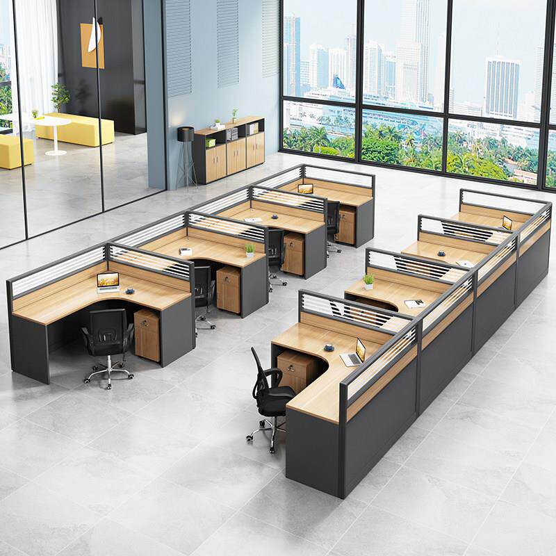 职员办公桌椅组合2/4/6人位卡座电脑桌屏风工位隔断转角单双人位