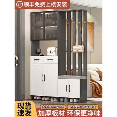 新型玄关隔断屏风实木入户柜客厅酒柜现代简约门厅鞋柜轻奢靠墙收
