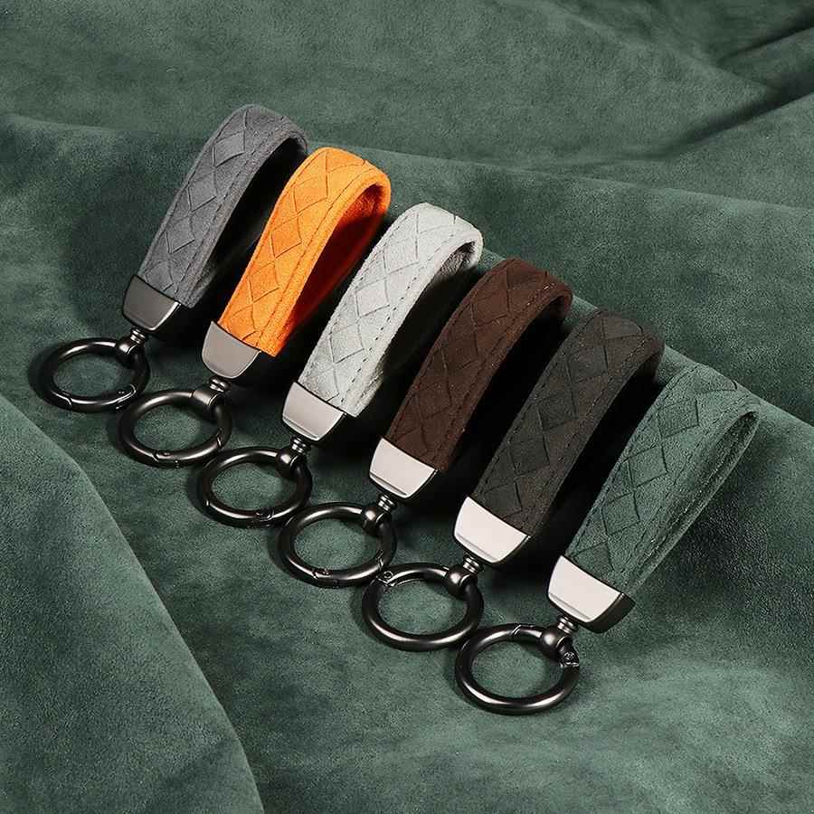 汽车钥匙扣通用编织高档挂件男女士情侣简约精致手工钥匙扣翻毛皮