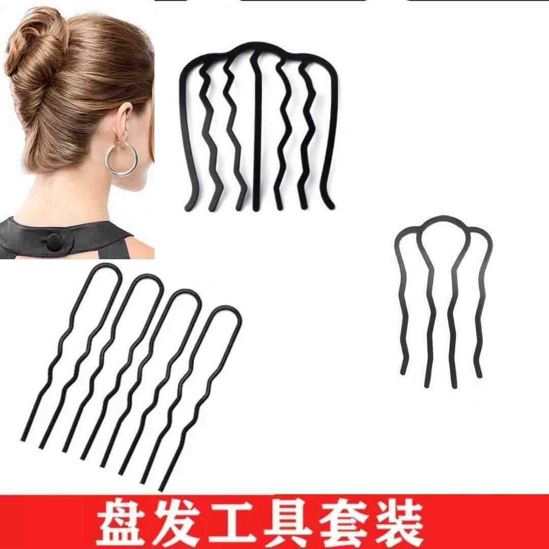 气质懒人盘发神器丸子头插梳发梳发簪倒插u型发夹职业造型头饰女