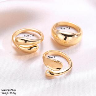 Rings set 气质食指戒女 pieces金色不规则开口戒指3件套个性