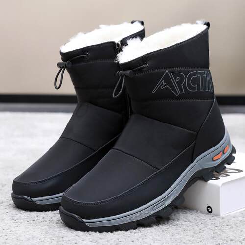 正品爸冬季加保暖防水纯羊毛防爸雪地靴滑软底中老年老北厚京男棉