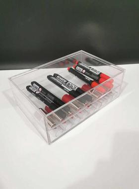 鹤成HECHENG亚克力收纳学生笔收纳可叠放亚克力掀盖二层式抽屉/大