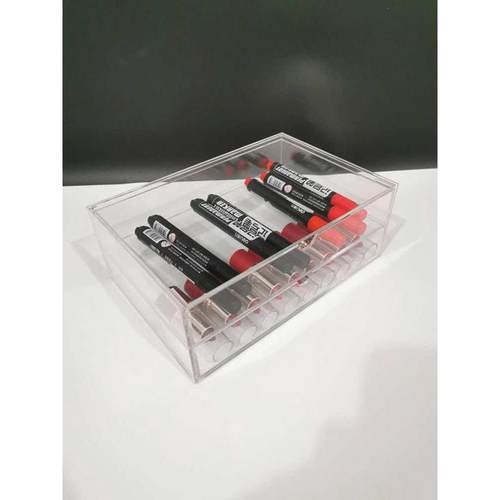 鹤成HECHENG亚克力收纳学生笔收纳可叠放亚克力掀盖二层式抽屉/大