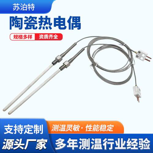B型陶瓷热电偶高温耐磨能源发电厂温度传感器带插头探针测温元件