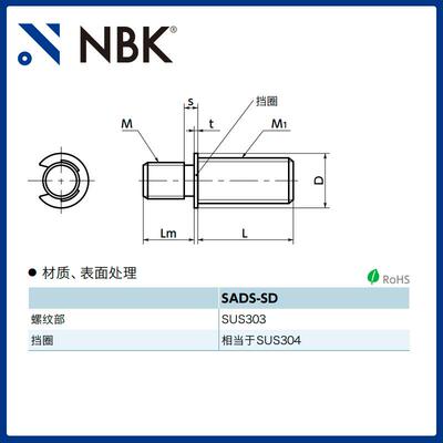 NBK SADS-SD螺丝接头不锈钢螺纹变更与手柄组合机械配件厂家直供