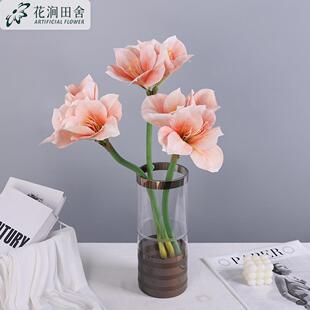 仿真花胶片3头孤挺花 手感水润家居客厅软装饰工程婚庆摆件布景假