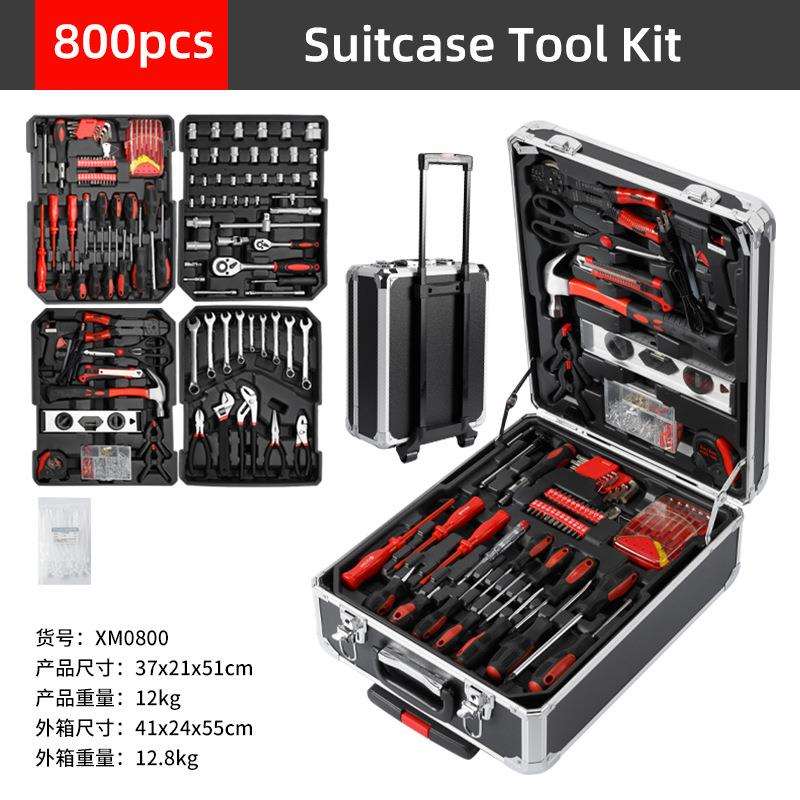 跨境800件套工具拉杆箱家用套装铝箱扳手钳子套筒组套汽修专用