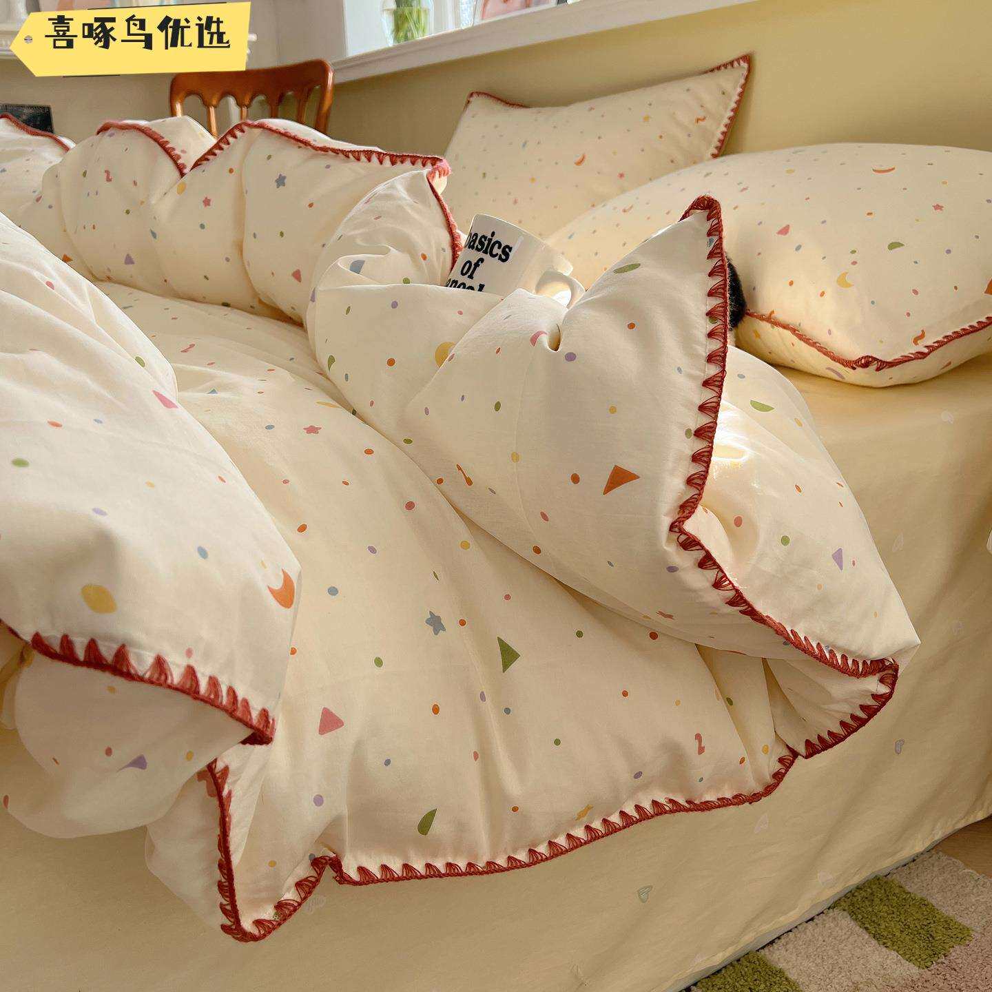 A类全棉母婴全棉双层纱四件套纯棉100床单被套三件套儿童床上床品