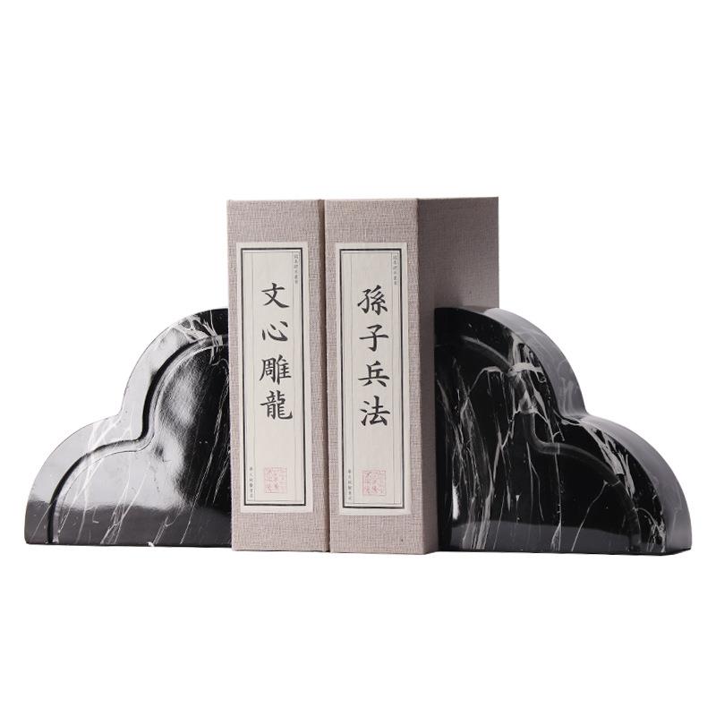 创意新中式现代简约树脂几何形状书档摆件样板房书房书架艺术装饰