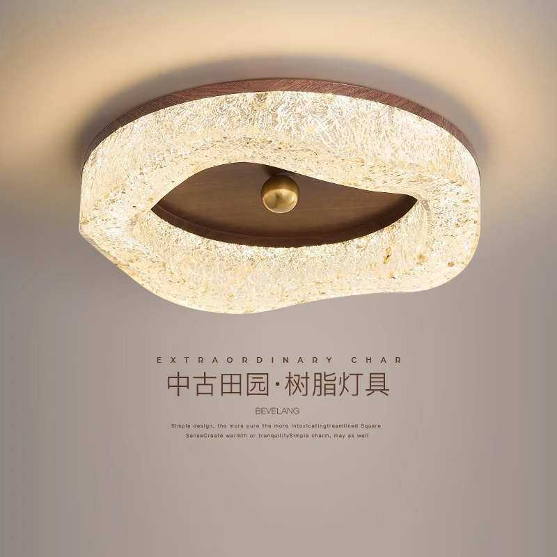 铁艺树脂卧室吸顶灯胡桃色中古设计感时尚美式轻复古高级感房间灯,家装灯饰光源,智能吸顶灯,淘宝优惠券,粉丝福利购,淘宝优惠卷