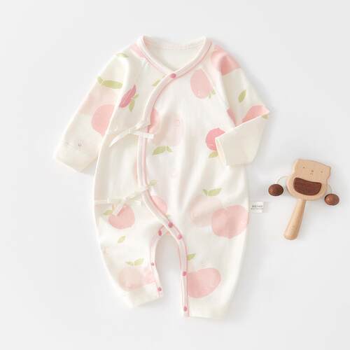 66码女宝衣服秋冬婴儿衣服新生婴儿蝴蝶衣初生纯棉无骨哈衣爬服春