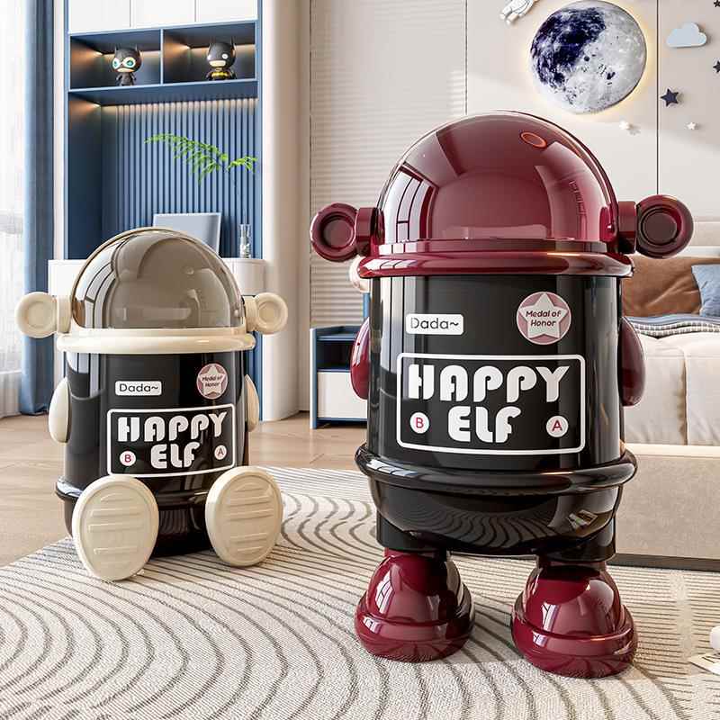 太空人垃圾桶家用新款轻奢高颜值客厅卧室厕所创意带盖纸篓收纳桶