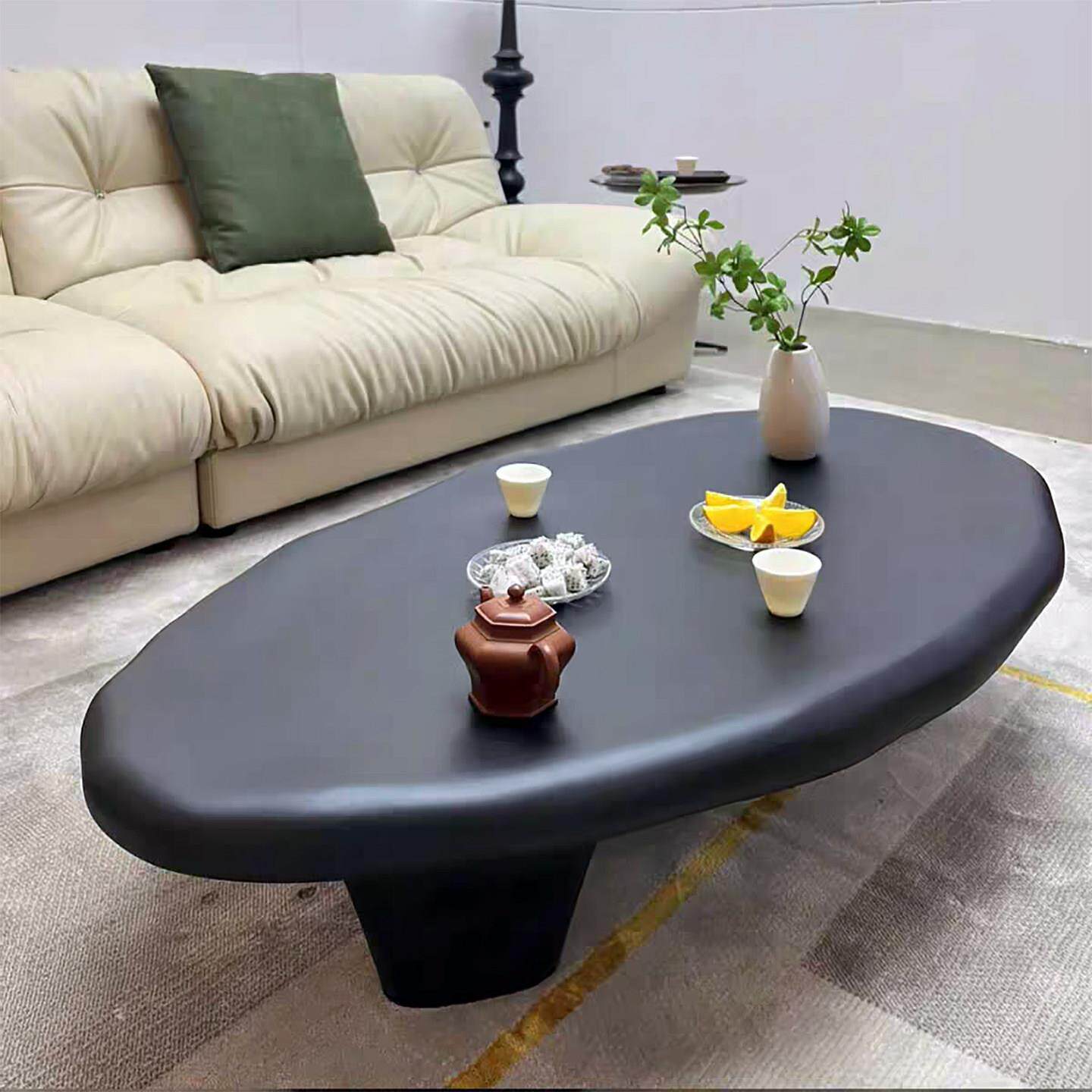 福多多鹅卵石茶几北欧现代极简室内客厅室外圆形咖啡桌小户型茶桌