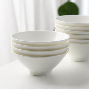 2024新款骨瓷白色4.5英寸碗家用吃饭敞口碗日式斗笠碗小碗大海碗