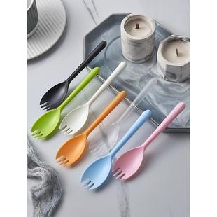 塑料一次性长柄勺子叉子叉勺水果蛋糕叉单独包装甜品勺冰淇淋雪糕