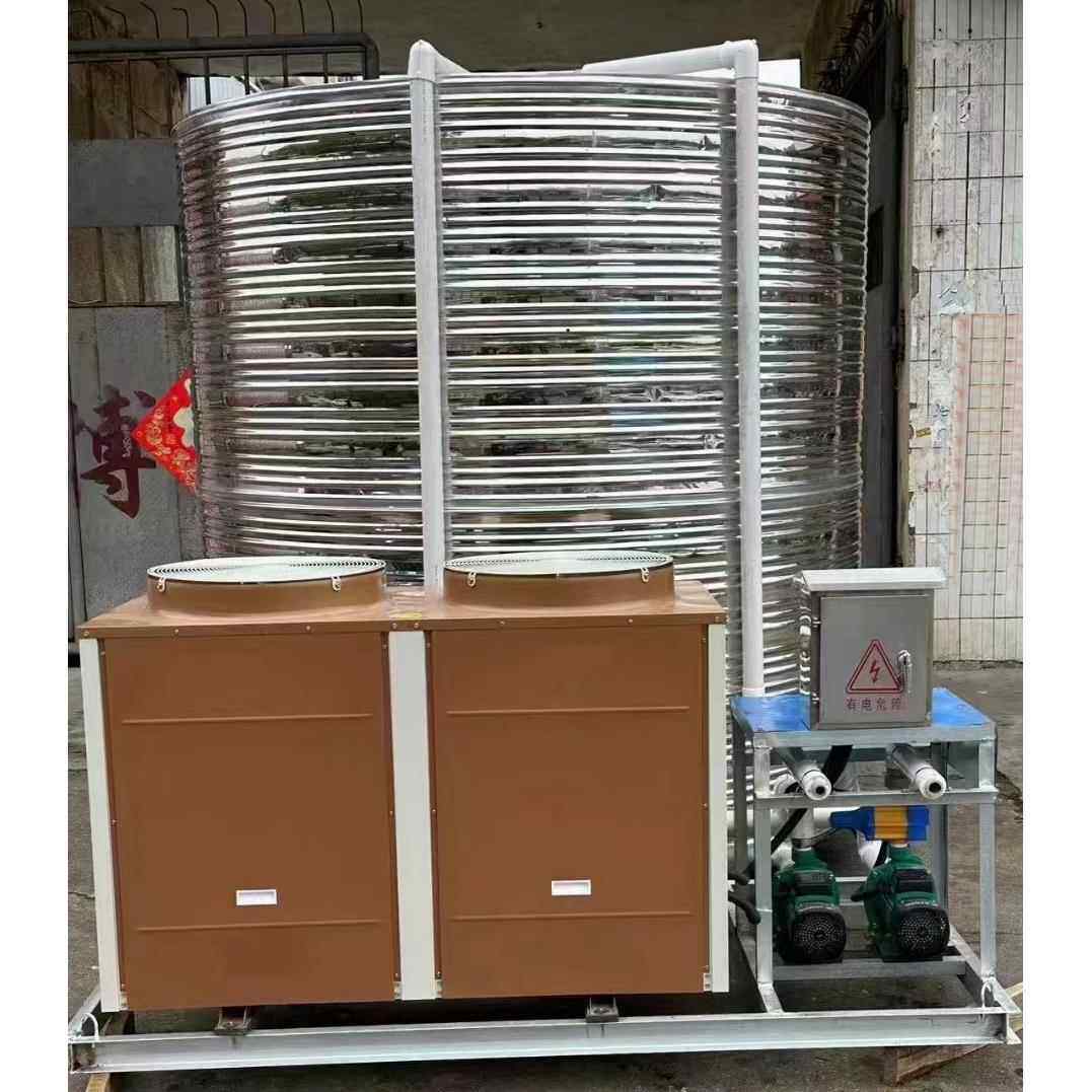 酒店宾馆宿舍用空气能热水一体机撬装7匹热泵配6吨保温水箱
