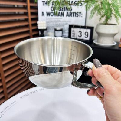 18/10不锈钢带手柄多用碗大肚杯打蛋碗量杯早餐燕麦牛奶杯吃饭碗