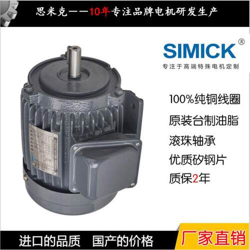 卧式三相380单相220V铸铁钢轮电机机械设备用750W台款马达2800转