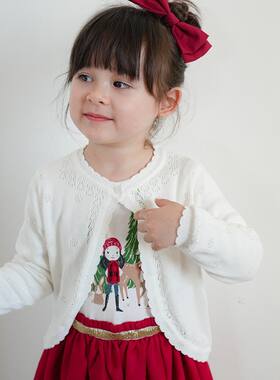 跨境女童针织开衫棉婴幼儿宝宝小披肩儿童毛衣外套空调衫薄款