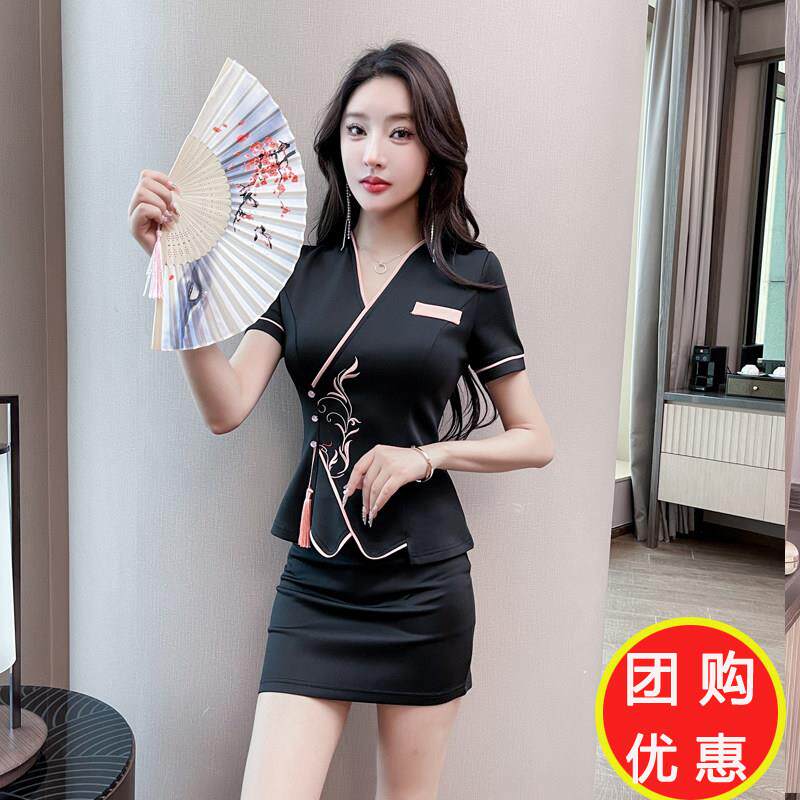 足浴技师工作服气质套装桑拿按摩足疗会所养生馆美容院工衣女