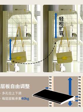 铭添1.6米五金洞洞板改造少女书柜书架落地展示学习收纳一体置物