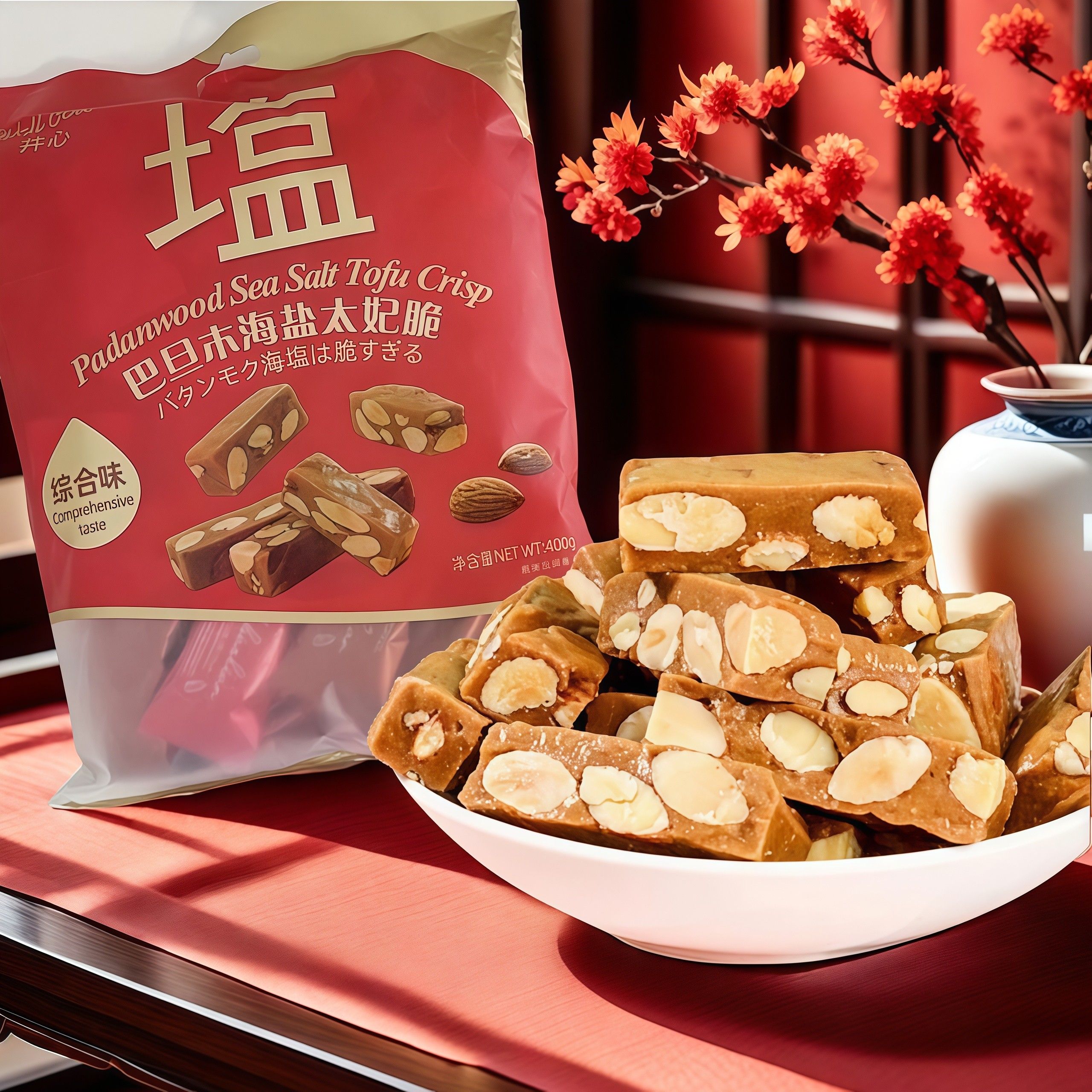 海盐太妃糖巴旦木杏仁焦糖味糖果年货喜糖春节新年办公室零食袋装图片