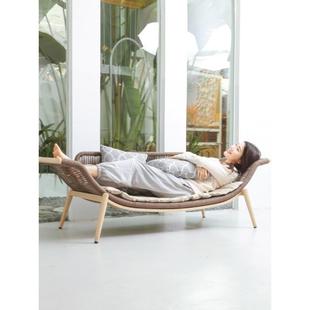 躺椅藤椅单人沙发椅懒人阳台休闲椅新中式 家具单椅贵妃椅休闲椅