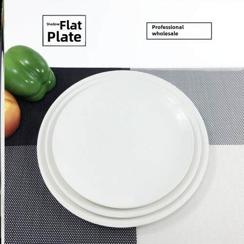 1 pure white round plates Dinner plate home cerami 1