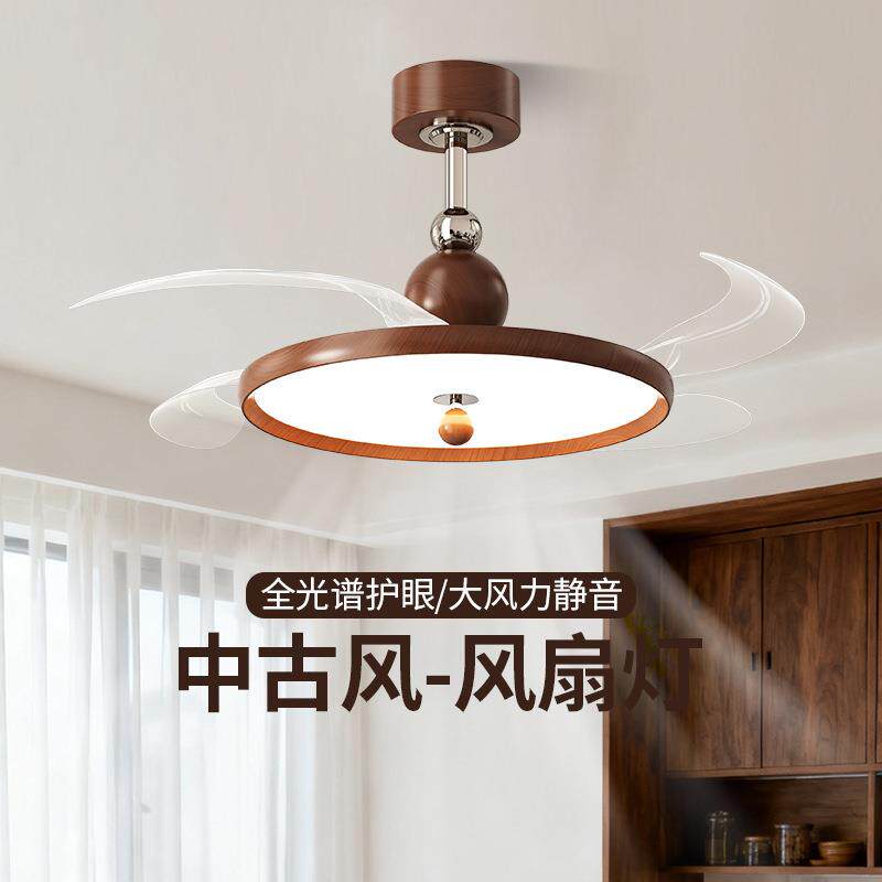 现货风扇灯2026新款现代简约静音隐形奶油风客厅卧室餐厅吊扇灯具