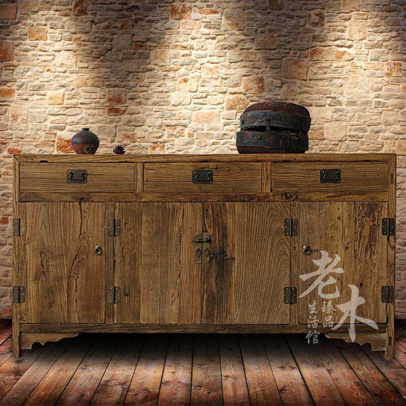 老榆树餐具柜实木入口储物柜风化榆树家具中国覆古储物柜厂家定制
