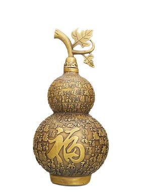 万福铜葫芦摆件龙头葫芦全黄铜开盖空心开口百福大小客厅办公室