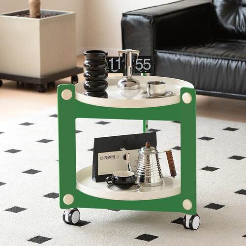 家用客厅可移动小茶几置物架ins风迷你茶几带滑轮阳台圆桌茶几