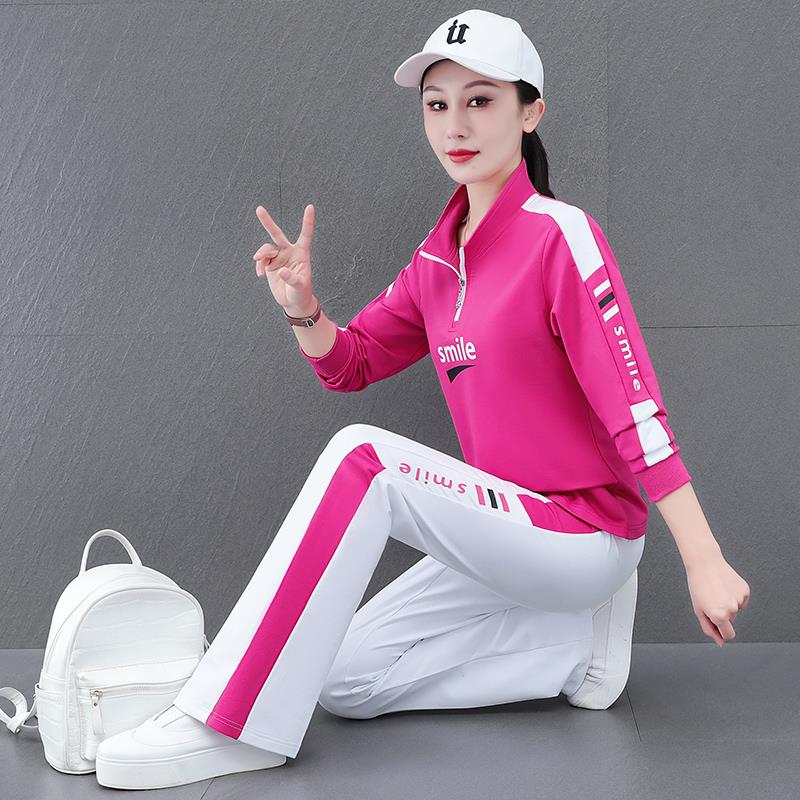 新款立领喇叭裤运动服套装女2024年春秋季时尚洋气跳舞广场舞休闲