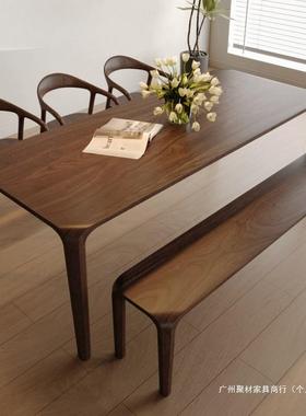 美式实木餐桌长方形大榫卯原饭桌桌轻板奢现代书家用茶桌木676775