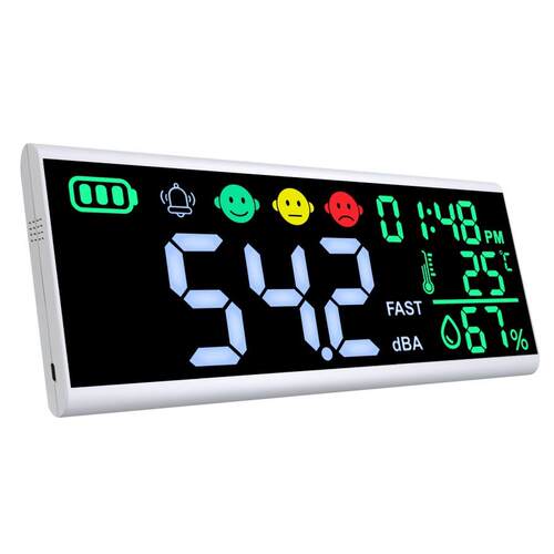 跨境大屏壁挂式数字LED噪音计噪声测试仪分贝仪带闹钟时间温湿度