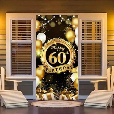 Happy 60th Birthday Backdrop Background Banner For Man Woman