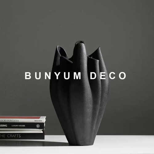 奢软花器售楼处火焰餐桌插花装轻黑色创意现代客厅瓶摆件