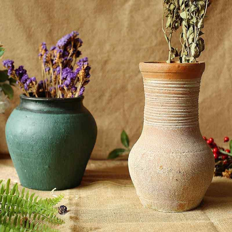 陶罐粗陶花瓶花器多肉花盆复古土陶透气干花做旧土罐瓦罐坛子,家居饰品,花瓶,淘宝优惠券,粉丝福利购,淘宝优惠卷