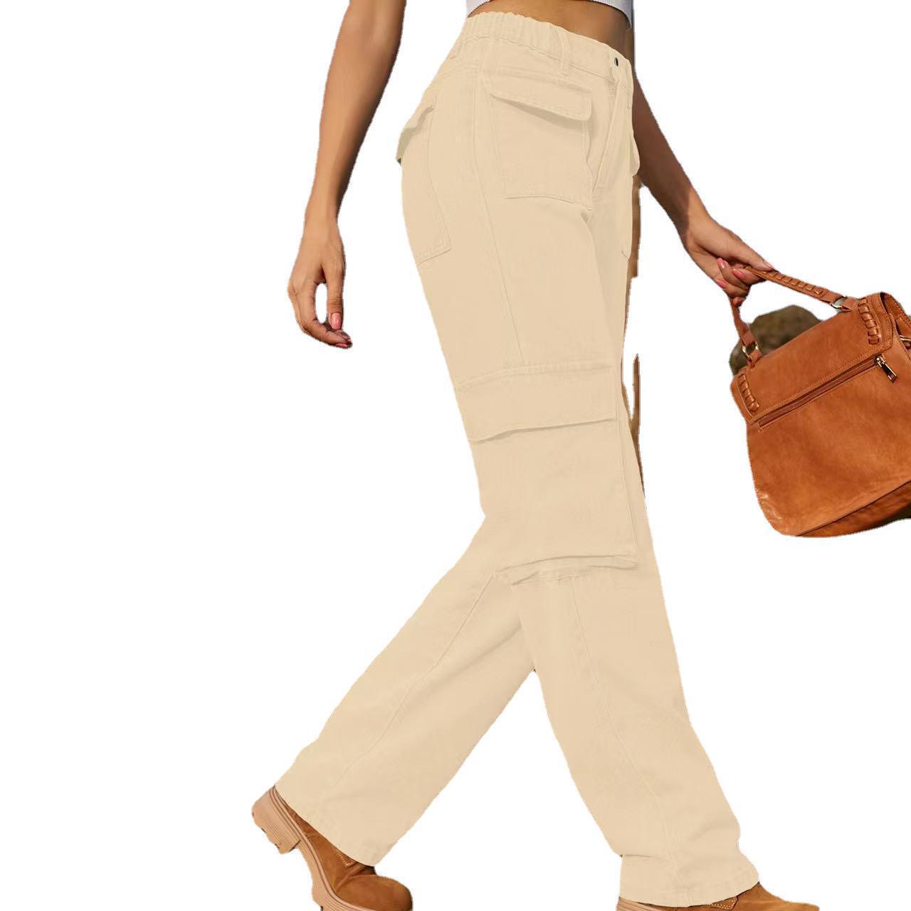 casual Vintage multi-pocket for denim semi-elastic washed