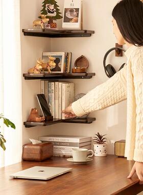 实F97J8J7M木角置物架厨角房墙上90搁度拐书架墙隔板悬空板墙面转