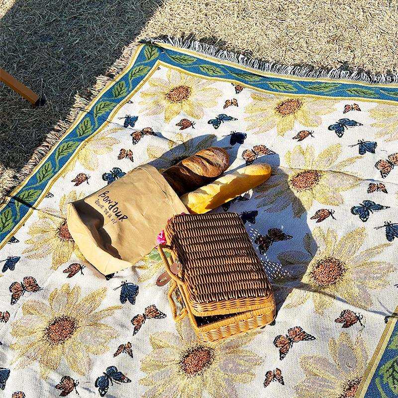 澳洲花卉露营沙发多功能盖毯花卉四季通用办公室午睡家居装饰线毯