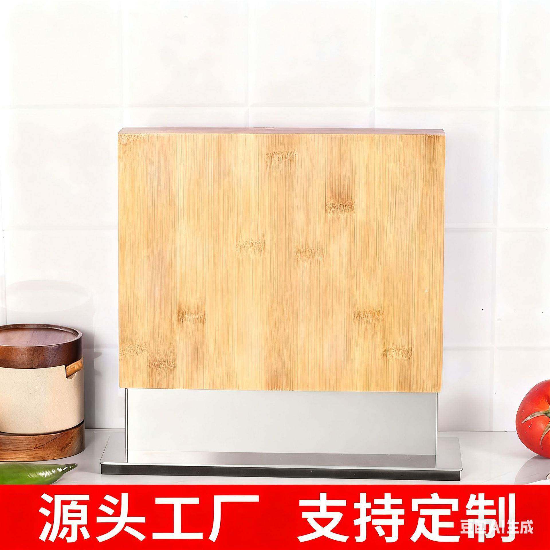亚马逊竹制双面吸放刀磁性刀架家用柜台多功能厨具收纳磁力刀座