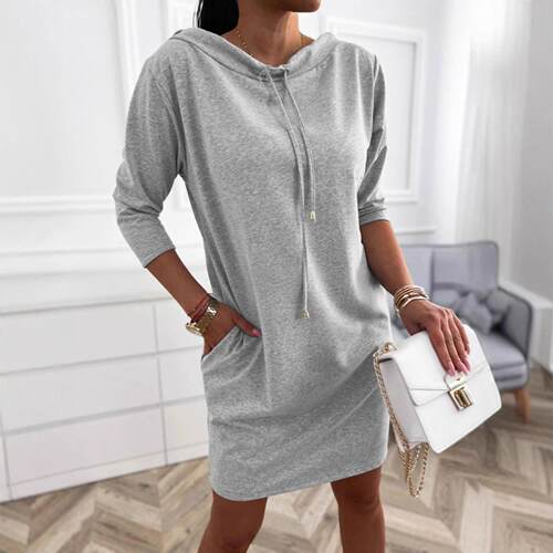 Women'S Stand Collar Drawstring Three Quarters Sleeve Casual